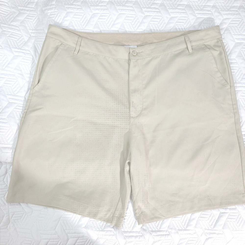 TourMax Golf Shorts Mens 42 Khaki Excellent Lightweight Performance Mesh Waist